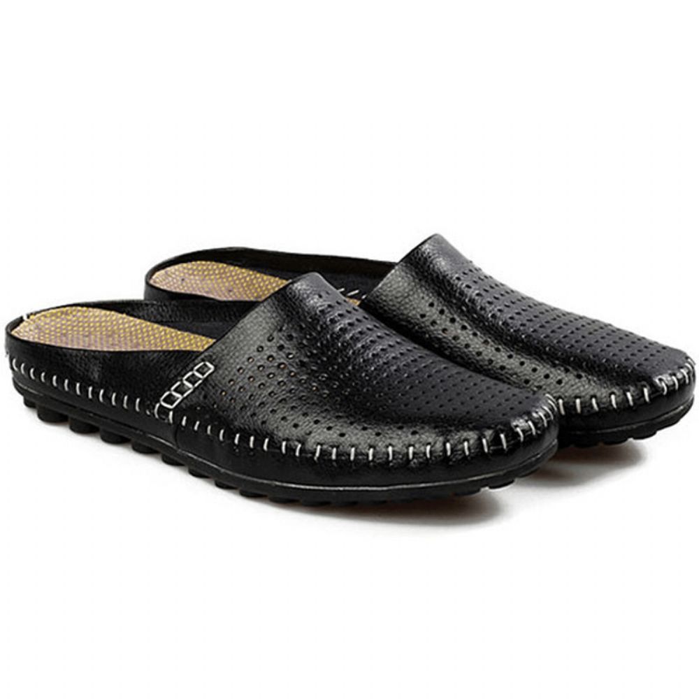 Slipper Herren Aushöhlen Casual Beach Slip On In Leder