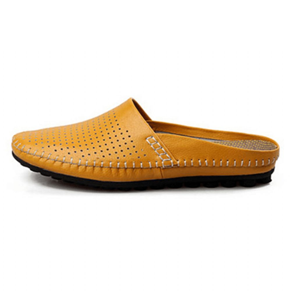 Slipper Herren Aushöhlen Casual Beach Slip On In Leder