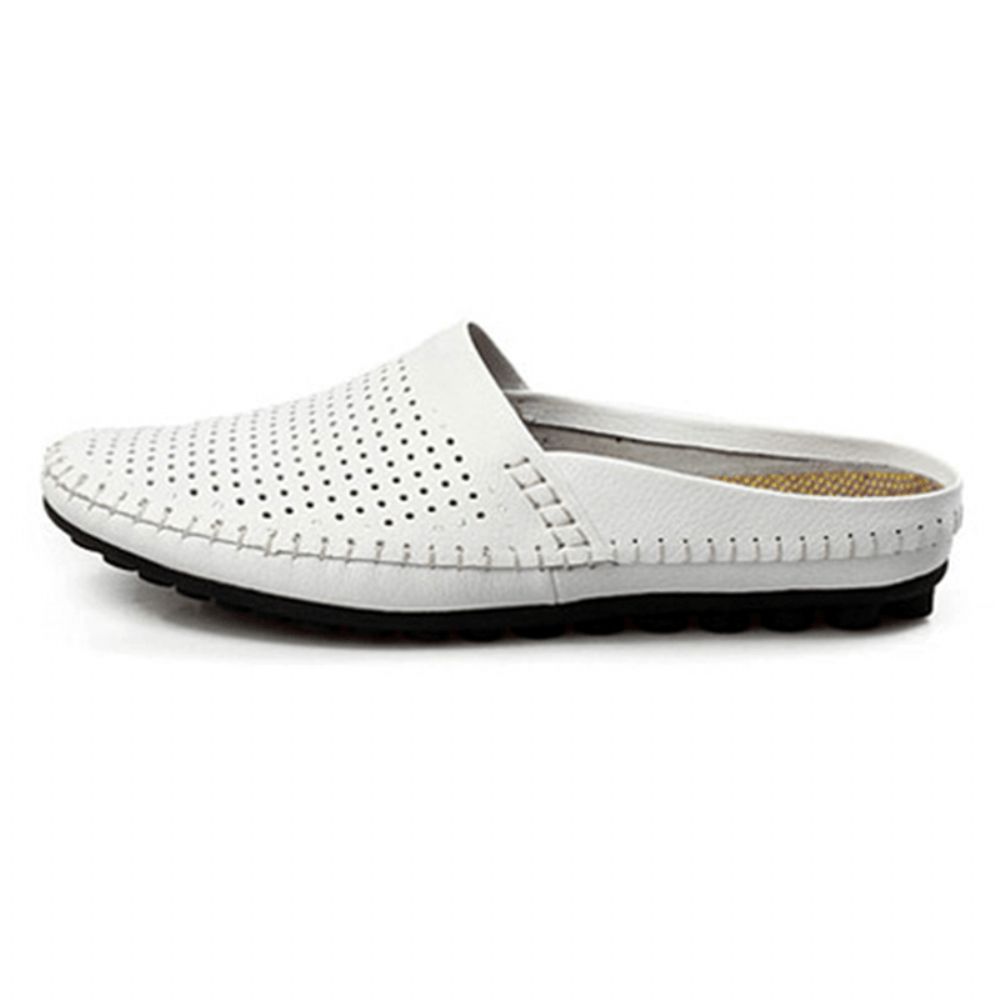 Slipper Herren Aushöhlen Casual Beach Slip On In Leder