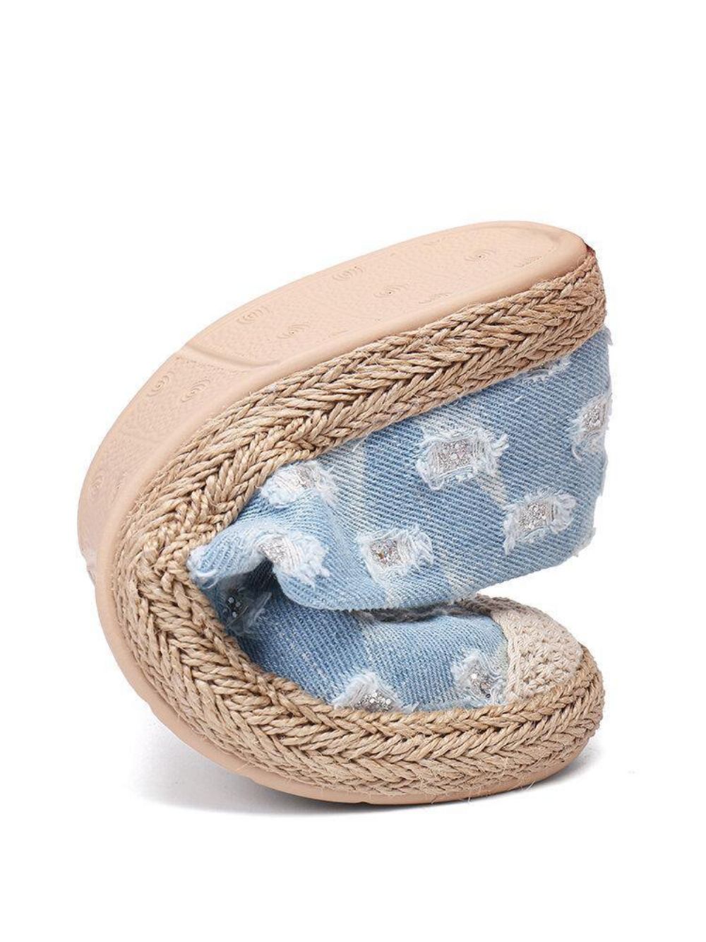 Bequeme Denim-Espadrilles Mit Zerrissenem Design Für Damen