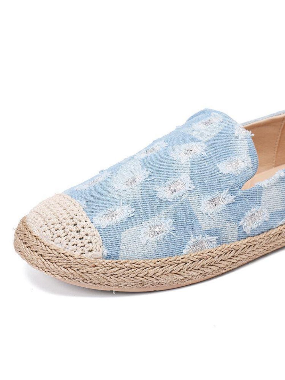 Bequeme Denim-Espadrilles Mit Zerrissenem Design Für Damen