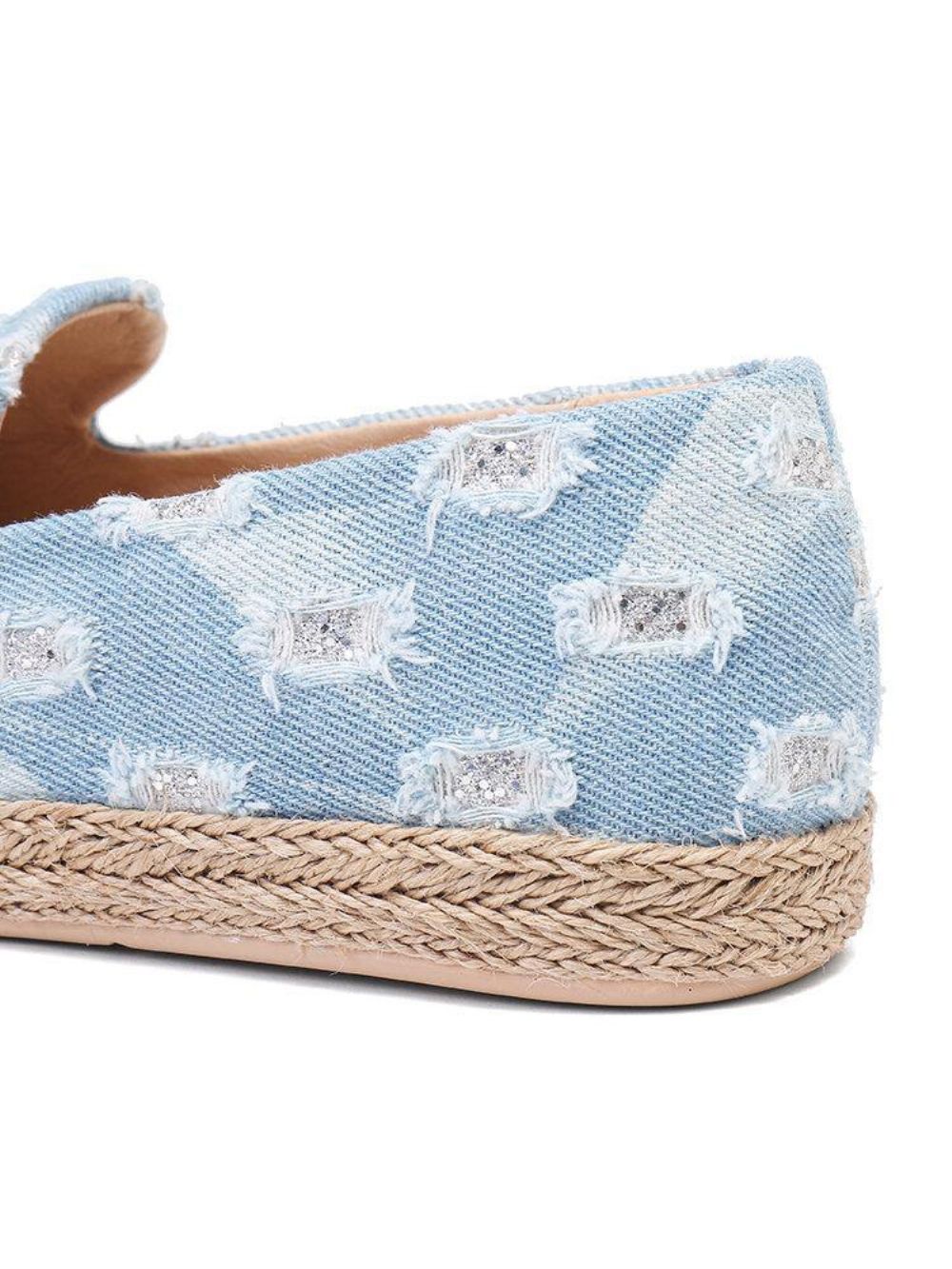 Bequeme Denim-Espadrilles Mit Zerrissenem Design Für Damen