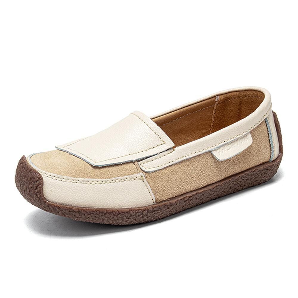 Bequeme Lederspleiße Für Damen Weicher Slip-On Flache Loafer