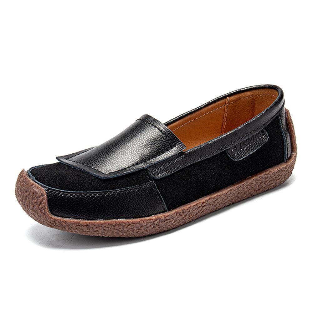 Bequeme Lederspleiße Für Damen Weicher Slip-On Flache Loafer