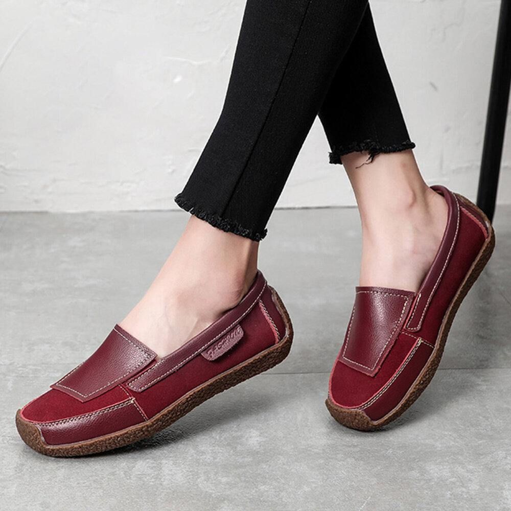 Bequeme Lederspleiße Für Damen Weicher Slip-On Flache Loafer