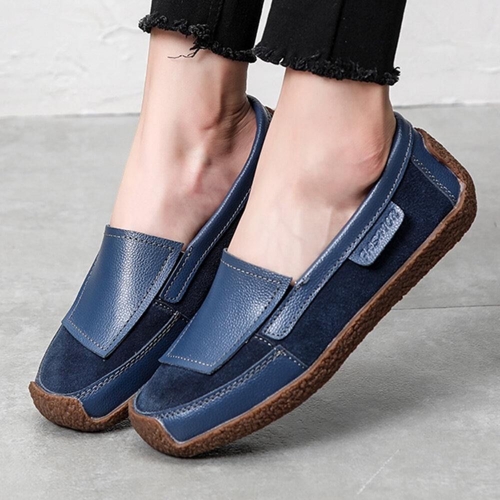 Bequeme Lederspleiße Für Damen Weicher Slip-On Flache Loafer