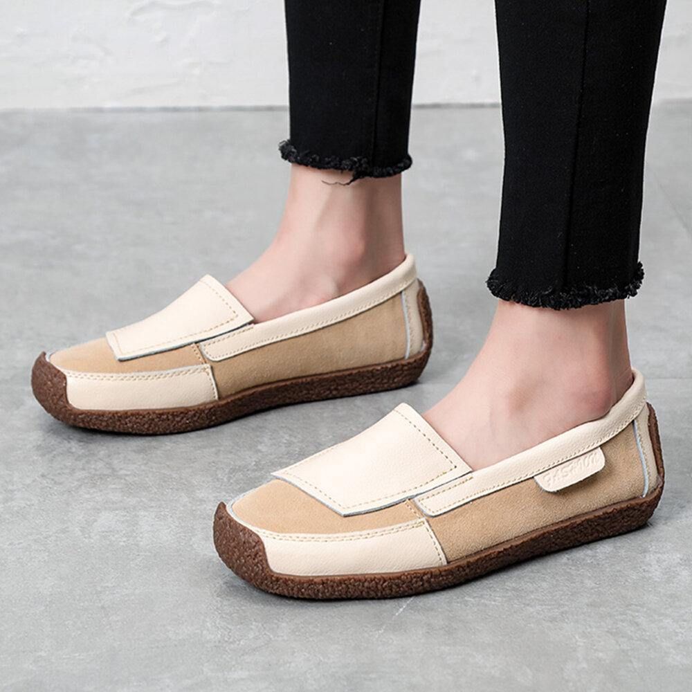 Bequeme Lederspleiße Für Damen Weicher Slip-On Flache Loafer