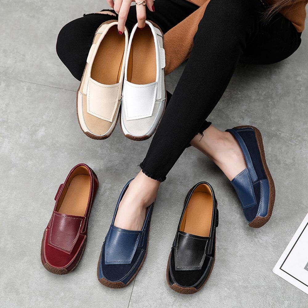 Bequeme Lederspleiße Für Damen Weicher Slip-On Flache Loafer