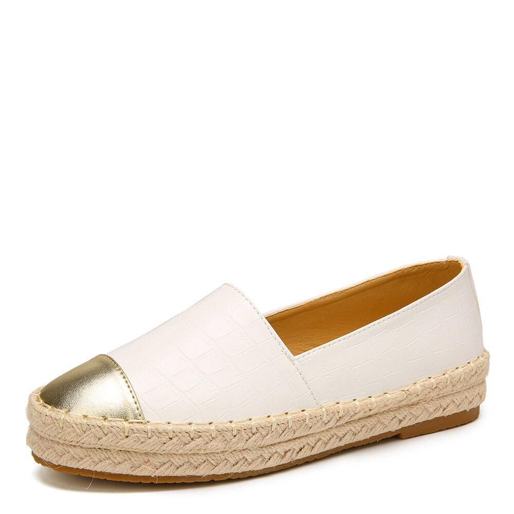 Damen Casual Splicing Slip On Espadrille Loafers Flache Schuhe Fischerschuhe