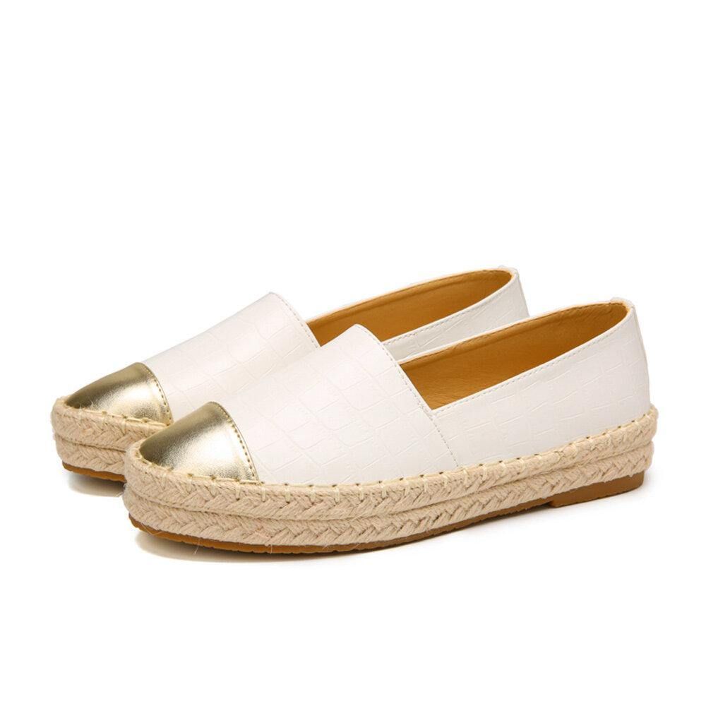 Damen Casual Splicing Slip On Espadrille Loafers Flache Schuhe Fischerschuhe