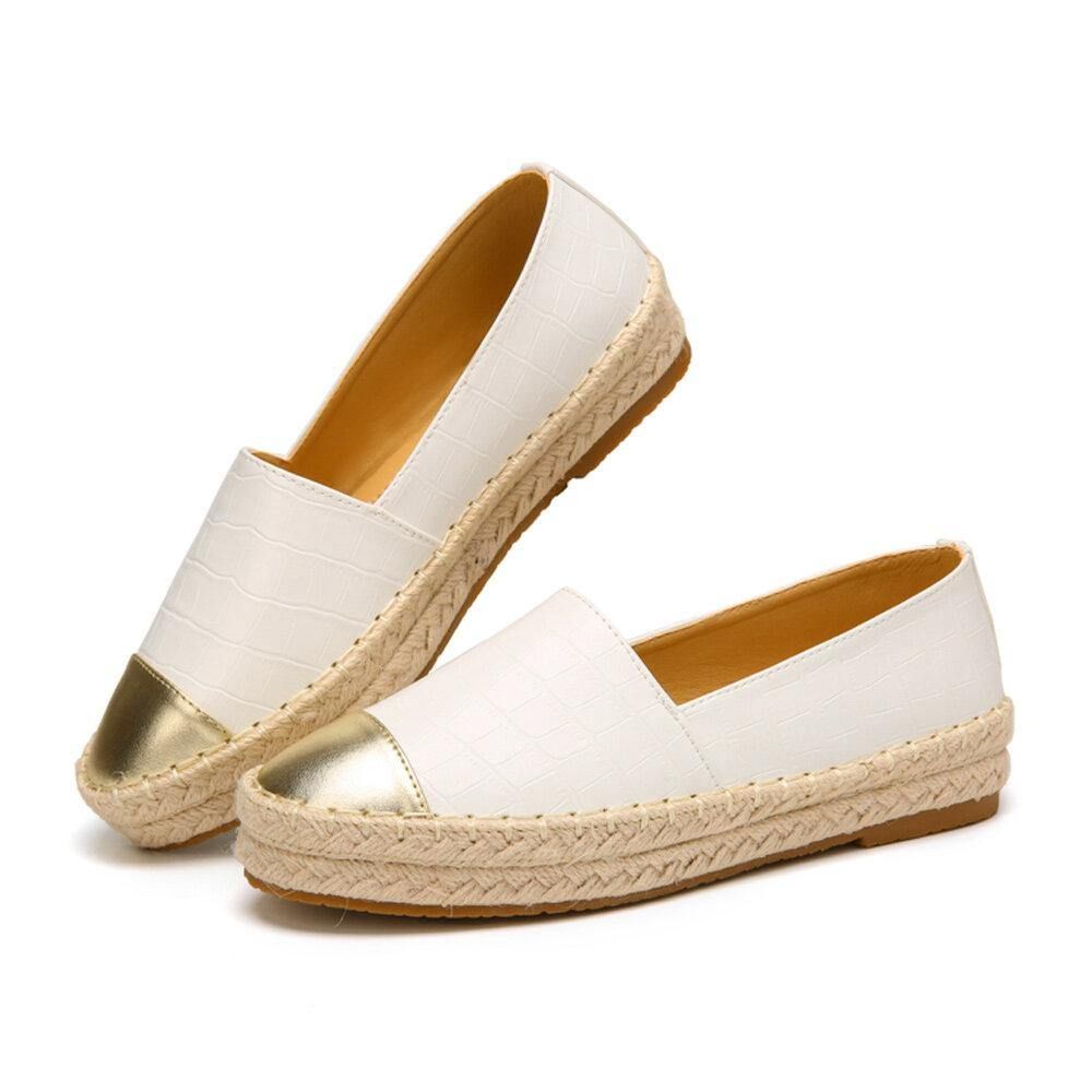 Damen Casual Splicing Slip On Espadrille Loafers Flache Schuhe Fischerschuhe