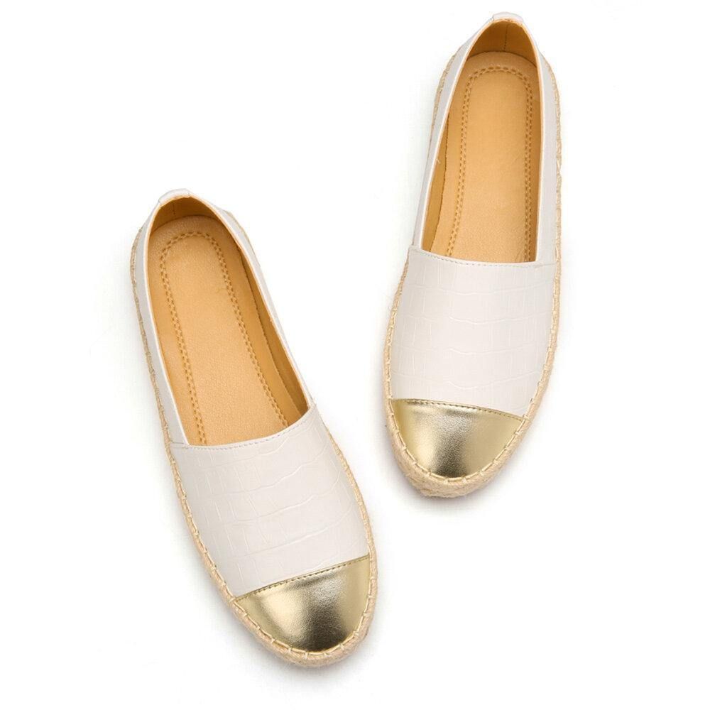 Damen Casual Splicing Slip On Espadrille Loafers Flache Schuhe Fischerschuhe