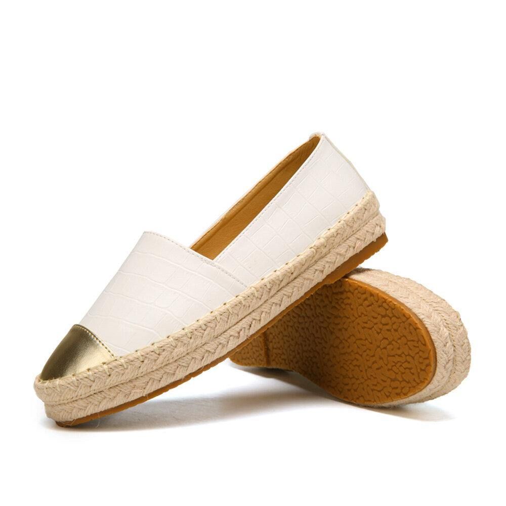 Damen Casual Splicing Slip On Espadrille Loafers Flache Schuhe Fischerschuhe