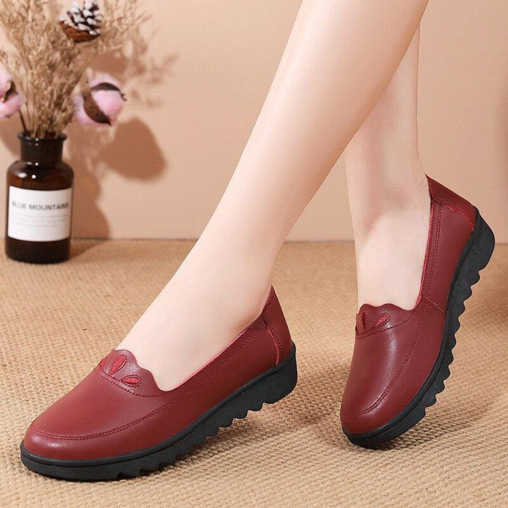 Damen Daily Round Toe Weiche Einfarbige Flache Loafer-Schuhe