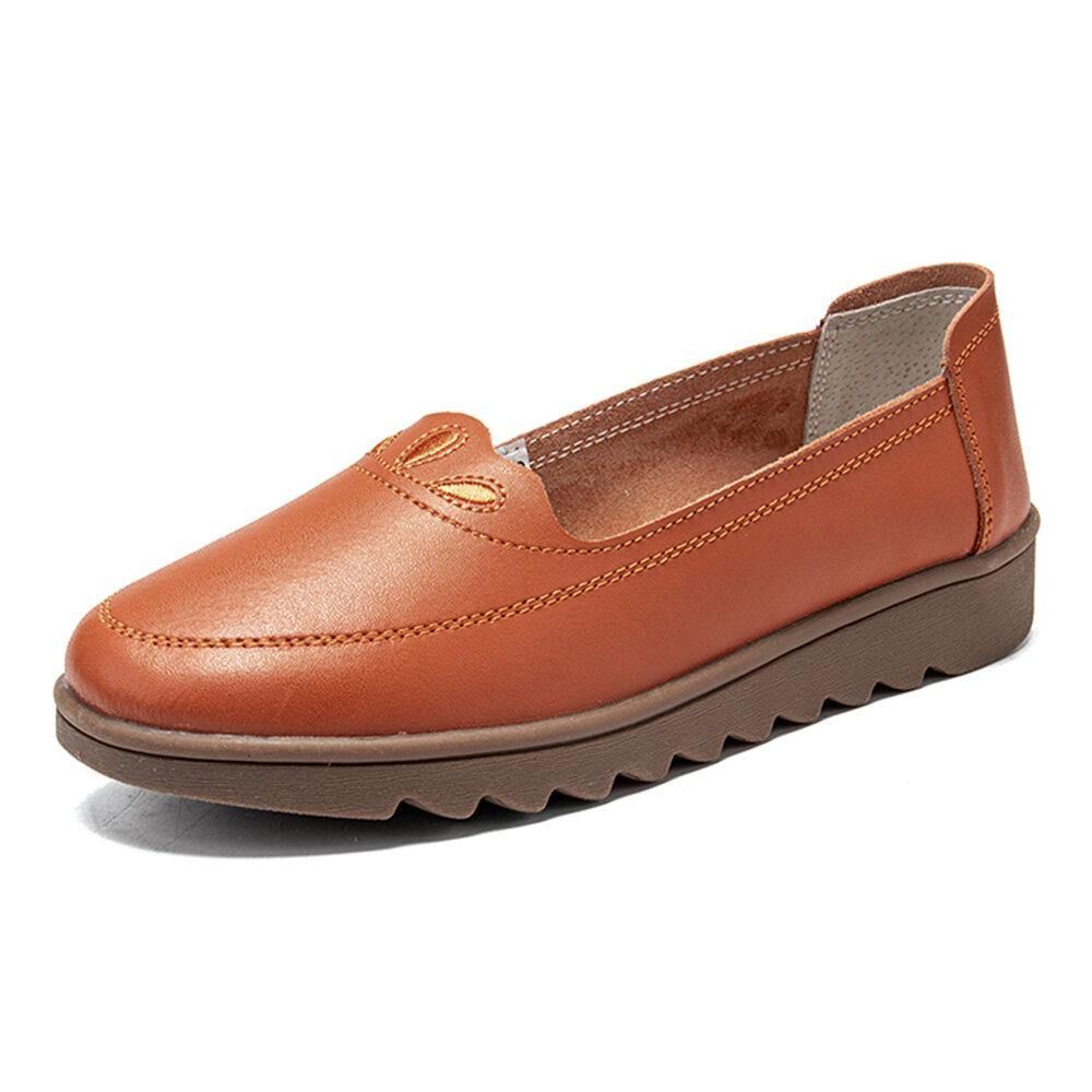 Damen Daily Round Toe Weiche Einfarbige Flache Loafer-Schuhe