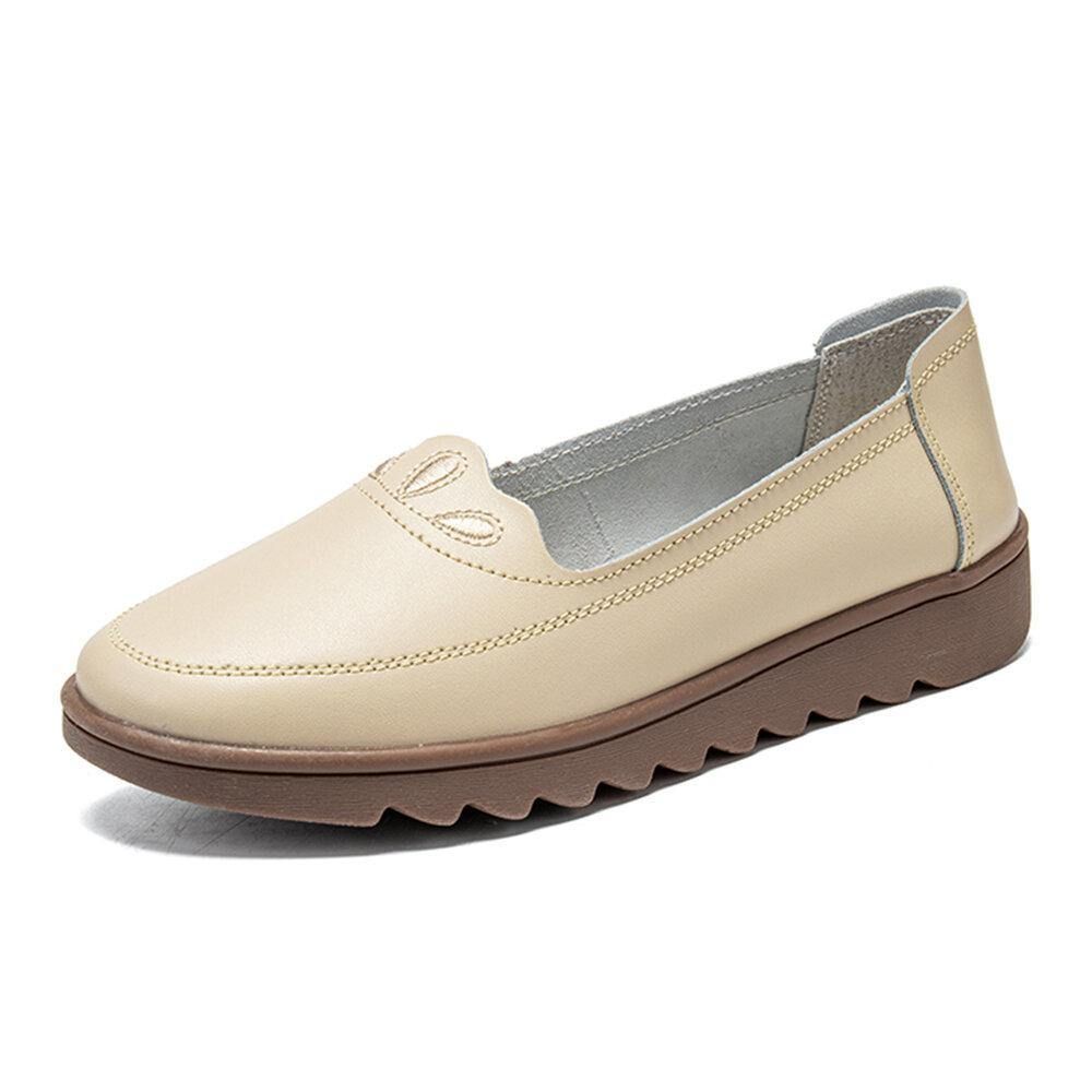 Damen Daily Round Toe Weiche Einfarbige Flache Loafer-Schuhe