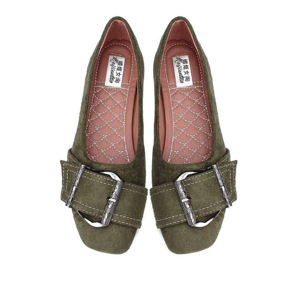 Damen Metalldekor Einfarbige Slip On Flache Schuhe Loafer