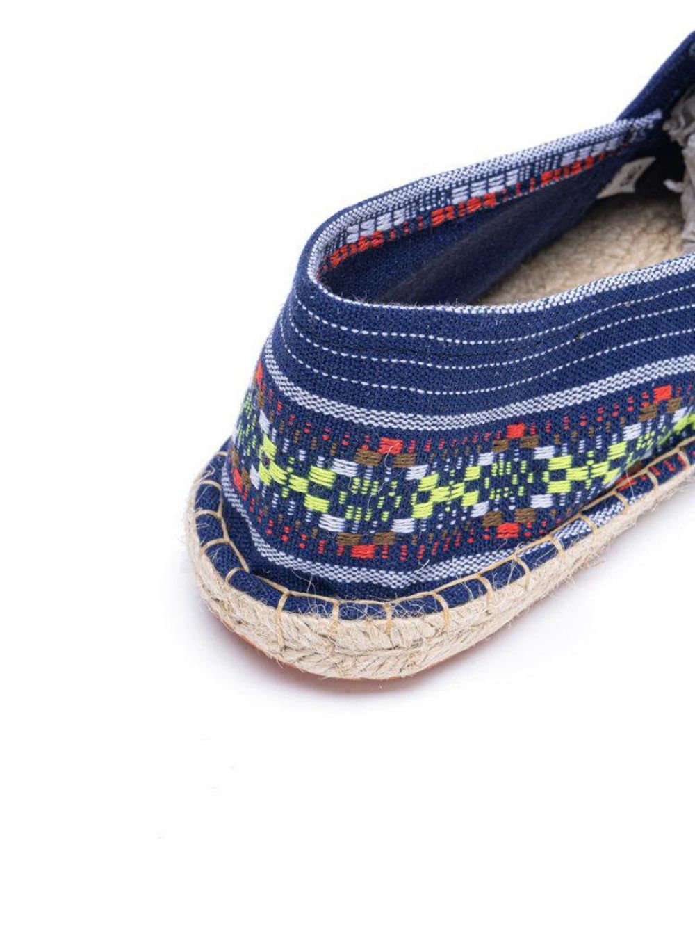 Ethnisches Spleißen Bunt Gestreiftes Leinen Bequemer Atmungsaktiver Slip-On Lässige Espadrille-Flachschuhe