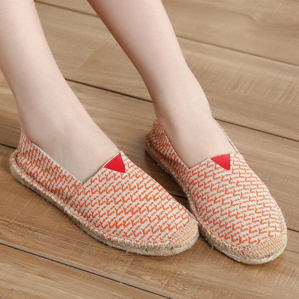 Frauen Große Einfarbige Slip-On Espadrilles Fischer Flache Schuhe