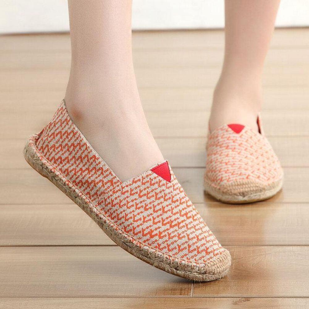 Frauen Große Einfarbige Slip-On Espadrilles Fischer Flache Schuhe