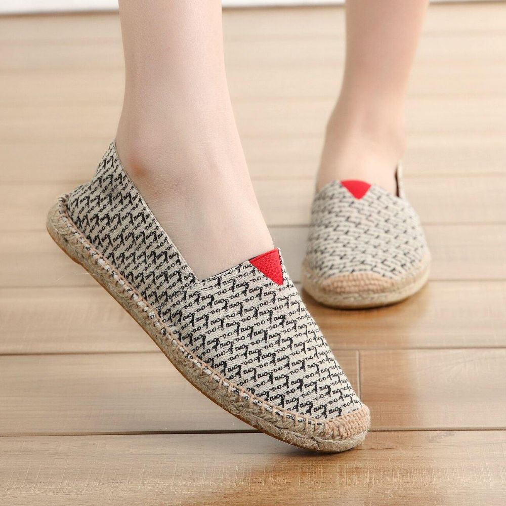 Frauen Große Einfarbige Slip-On Espadrilles Fischer Flache Schuhe