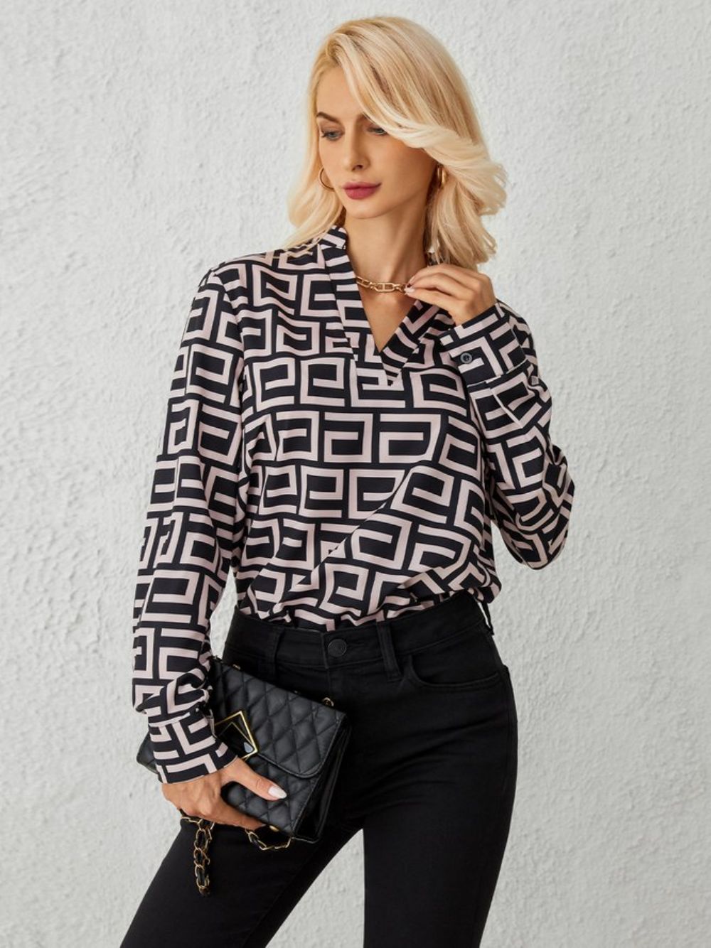 Daily Langarm Urban Geometric Regular Fit Top