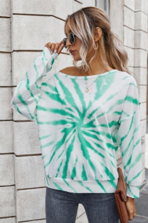 Tie Dye Schulterfreies Top Mit U-Boot-Ausschnitt