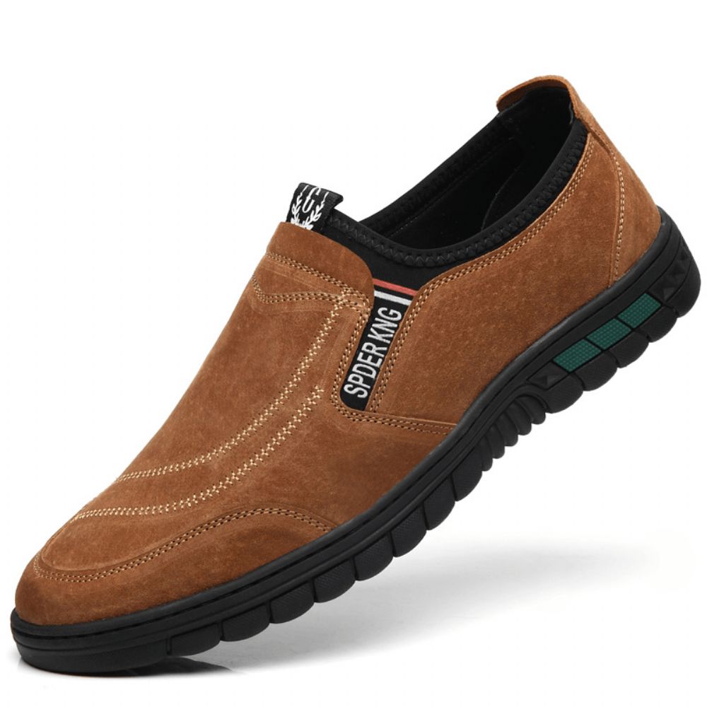 Bequeme Schweinsledernähte Für Herren Rutschfeste Runde Zehen Faule Slip-On-Loafer-Schuhe