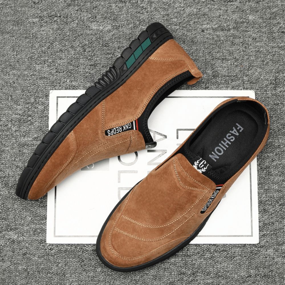 Bequeme Schweinsledernähte Für Herren Rutschfeste Runde Zehen Faule Slip-On-Loafer-Schuhe