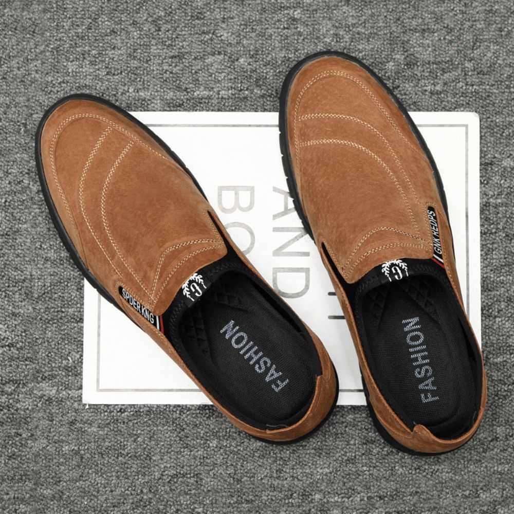 Bequeme Schweinsledernähte Für Herren Rutschfeste Runde Zehen Faule Slip-On-Loafer-Schuhe