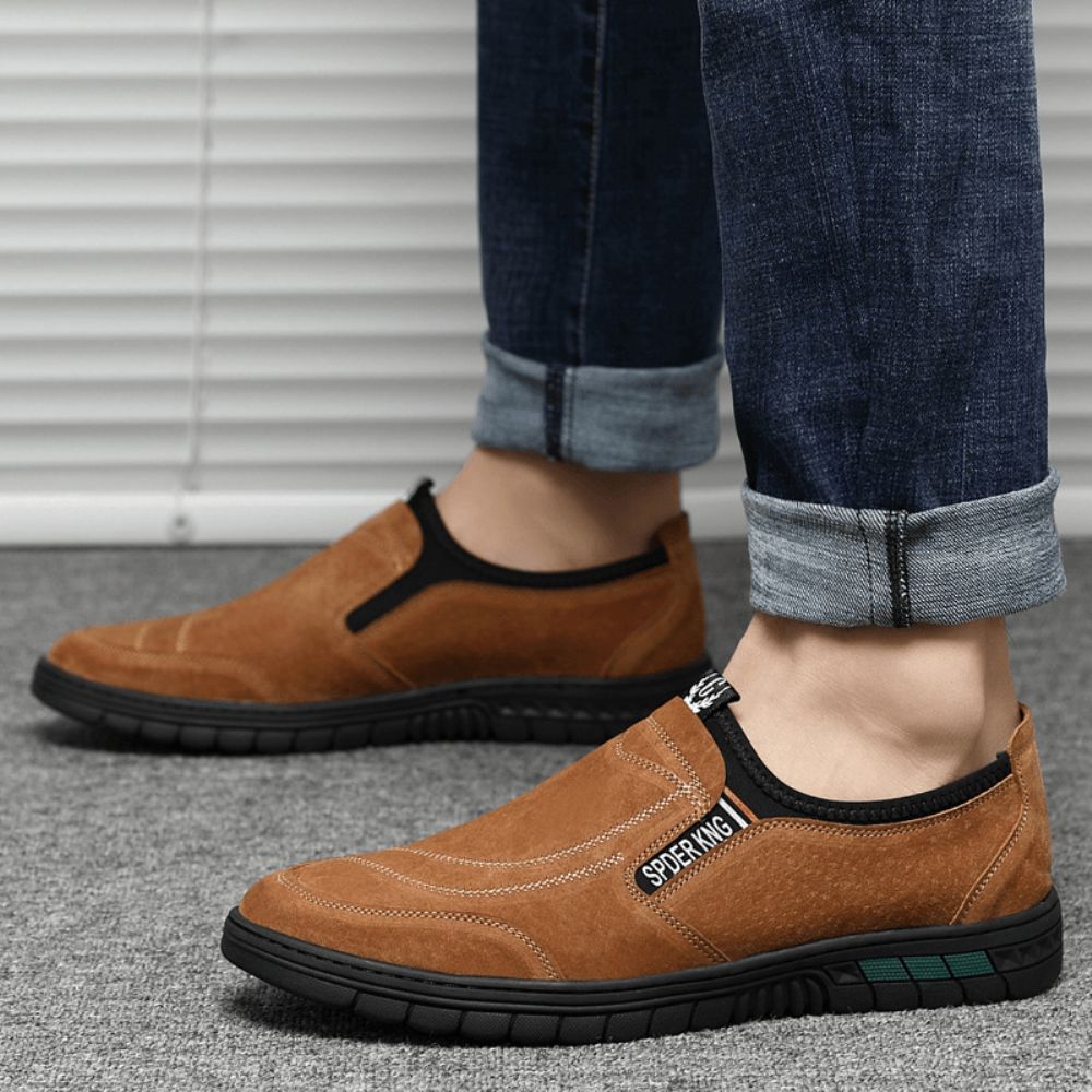 Bequeme Schweinsledernähte Für Herren Rutschfeste Runde Zehen Faule Slip-On-Loafer-Schuhe