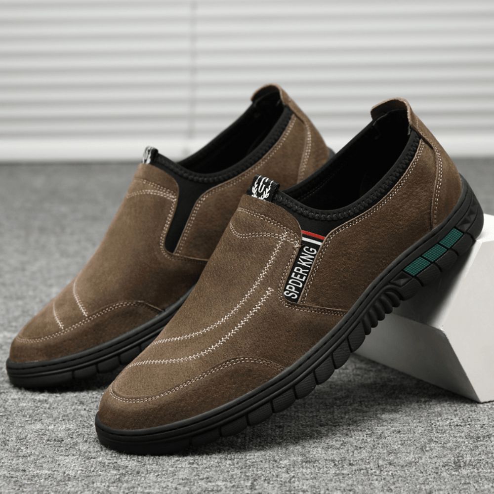 Bequeme Schweinsledernähte Für Herren Rutschfeste Runde Zehen Faule Slip-On-Loafer-Schuhe