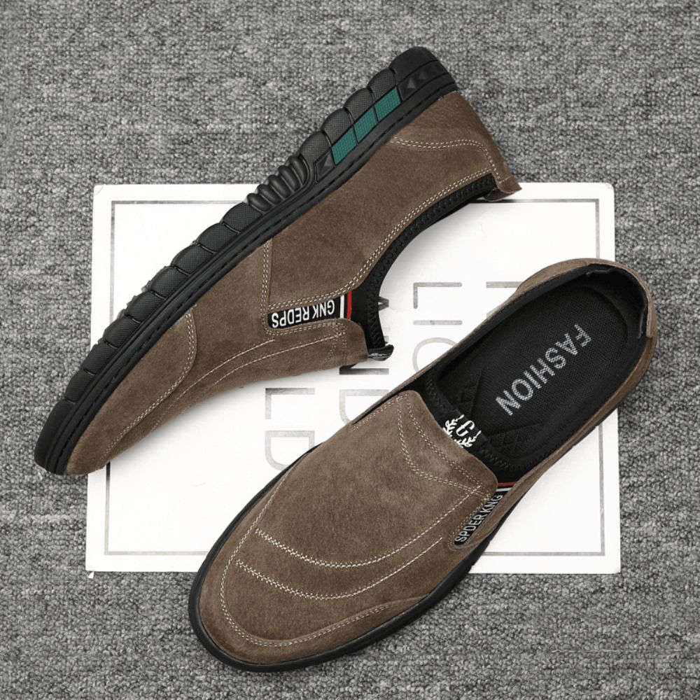 Bequeme Schweinsledernähte Für Herren Rutschfeste Runde Zehen Faule Slip-On-Loafer-Schuhe