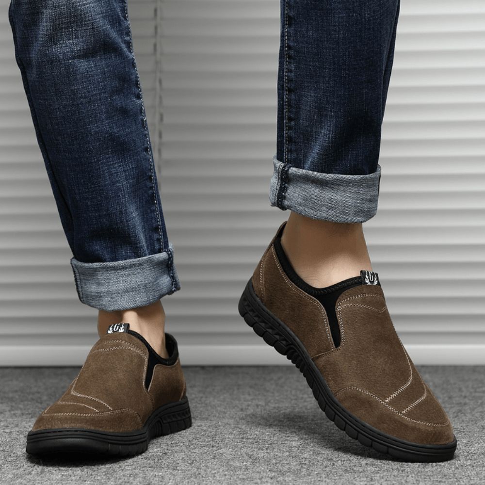 Bequeme Schweinsledernähte Für Herren Rutschfeste Runde Zehen Faule Slip-On-Loafer-Schuhe