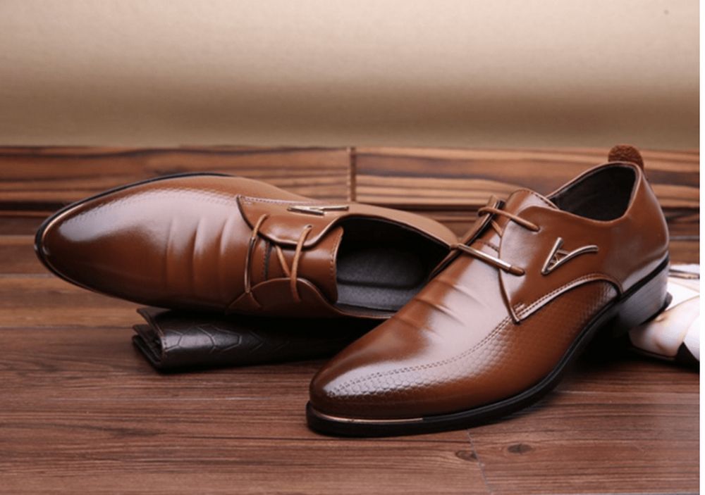 Business-Kleid Für Herren Formelle Oxfords Leder-Loafer Flache Freizeitschuhe Zum Schnüren