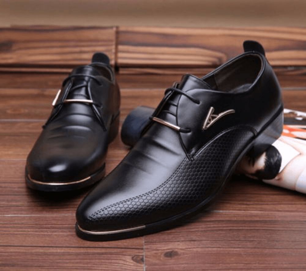 Business-Kleid Für Herren Formelle Oxfords Leder-Loafer Flache Freizeitschuhe Zum Schnüren