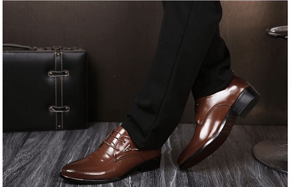 Business-Kleid Für Herren Formelle Oxfords Leder-Loafer Flache Freizeitschuhe Zum Schnüren