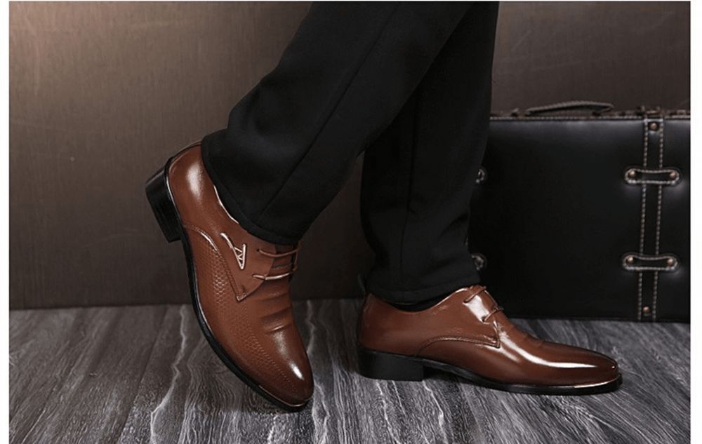 Business-Kleid Für Herren Formelle Oxfords Leder-Loafer Flache Freizeitschuhe Zum Schnüren