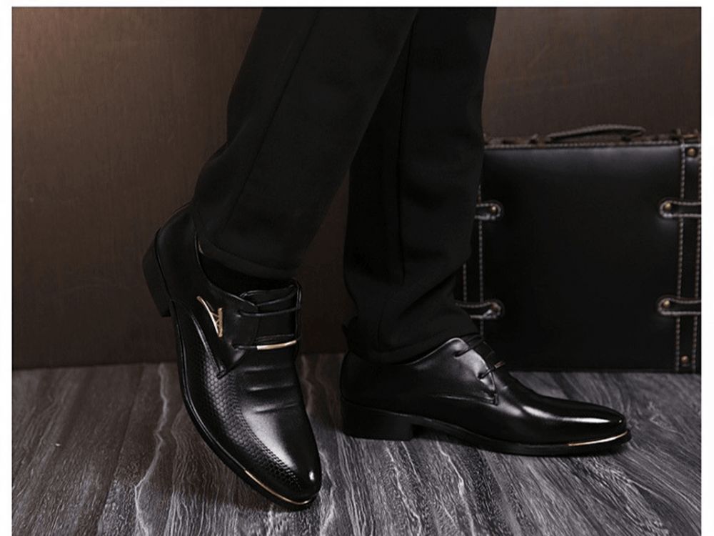 Business-Kleid Für Herren Formelle Oxfords Leder-Loafer Flache Freizeitschuhe Zum Schnüren