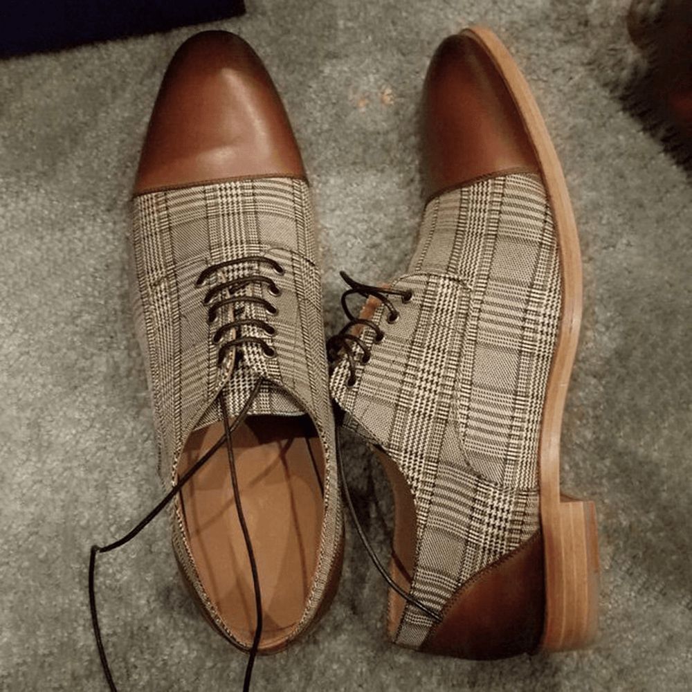 Herren Britischer Stil Mützen Toe Bequeme Schnürschuhe Für Formelle Kleidung