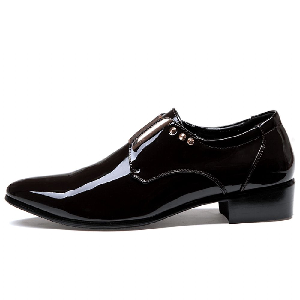 Herren Lackleder Glossy Pointed Toe Slip-On Abendschuhe