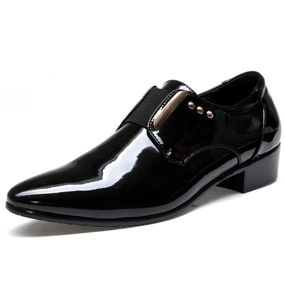 Herren Lackleder Glossy Pointed Toe Slip-On Abendschuhe