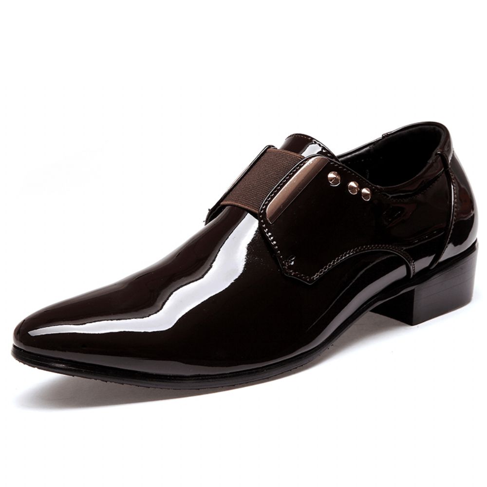 Herren Lackleder Glossy Pointed Toe Slip-On Abendschuhe