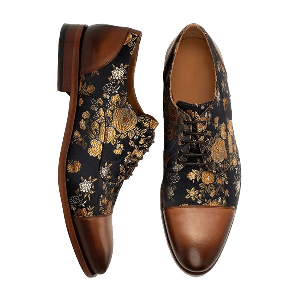 Herren Mit Blumenmuster Im Britischen Stil Mützen Toe Bequeme Lässige Formelle Schuhe