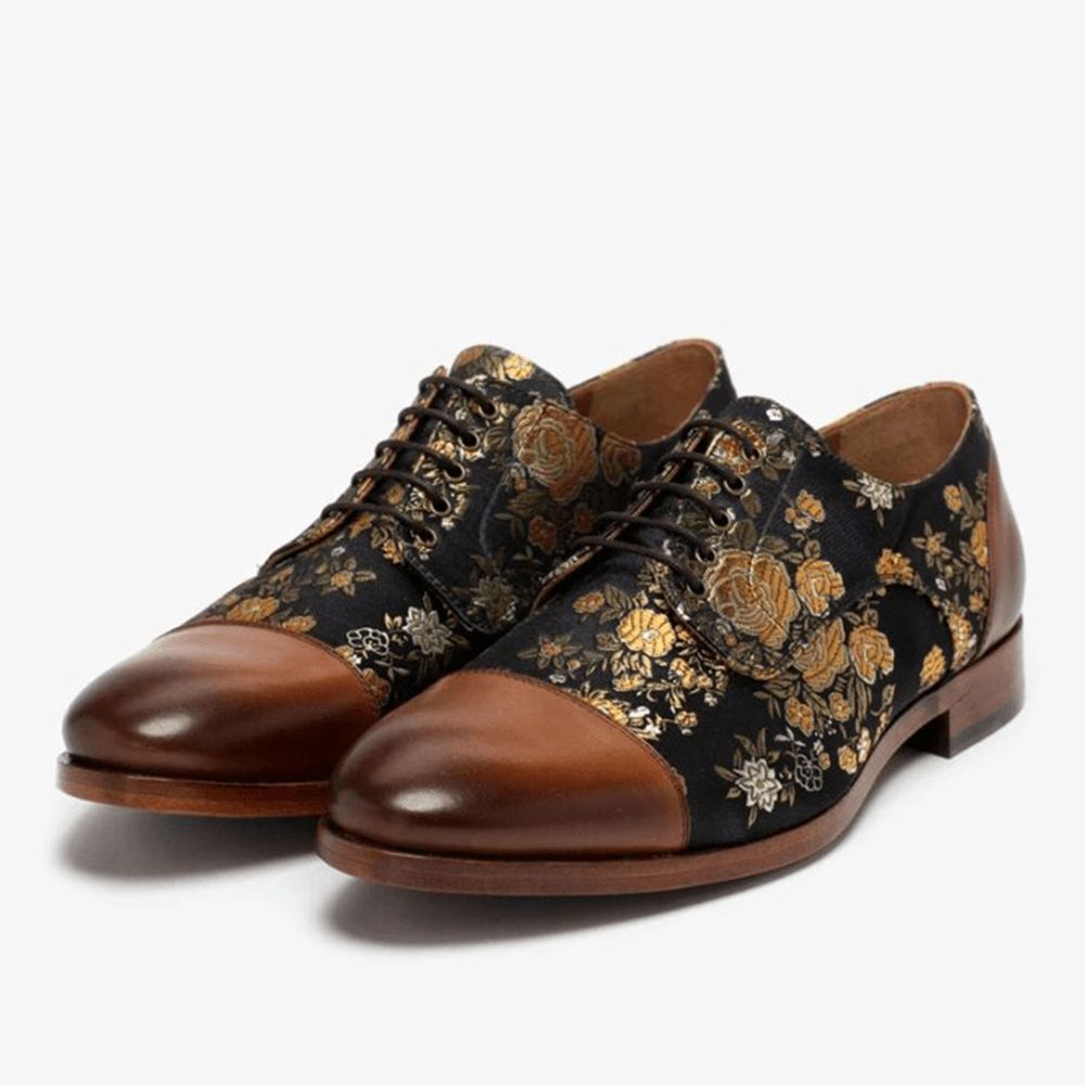 Herren Mit Blumenmuster Im Britischen Stil Mützen Toe Bequeme Lässige Formelle Schuhe