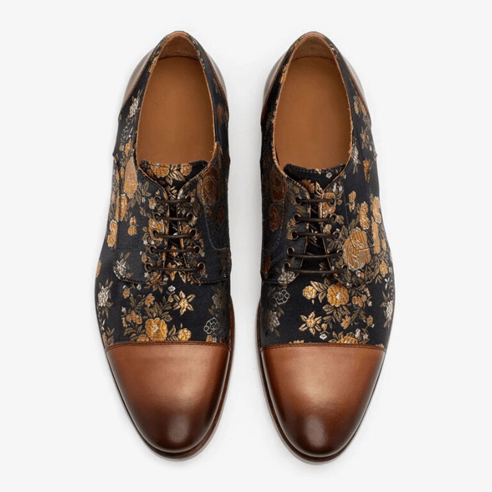 Herren Mit Blumenmuster Im Britischen Stil Mützen Toe Bequeme Lässige Formelle Schuhe