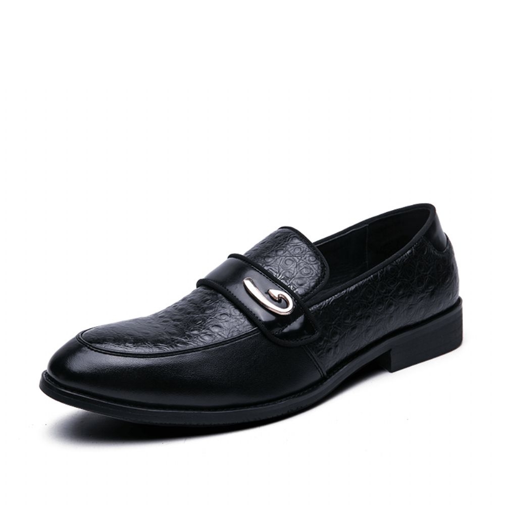 Herren Retro Metall Spleißen Leder Bequeme Slip-On Business Casual Sanfte Schuhe