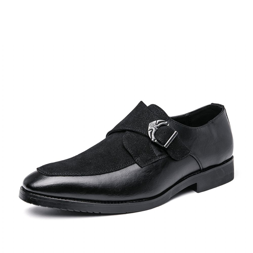 Herren Retro Metallschnalle Leder Spleißen Synthetisches Wildleder Bequeme Tragbare Business Casual Schuhe