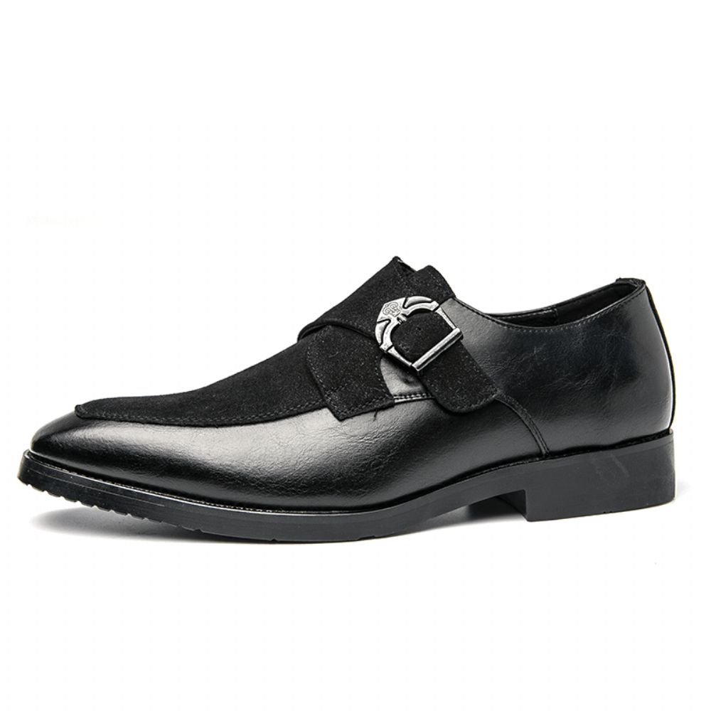 Herren Retro Metallschnalle Leder Spleißen Synthetisches Wildleder Bequeme Tragbare Business Casual Schuhe