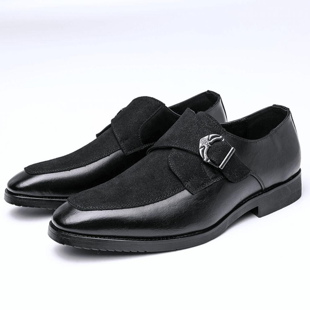 Herren Retro Metallschnalle Leder Spleißen Synthetisches Wildleder Bequeme Tragbare Business Casual Schuhe